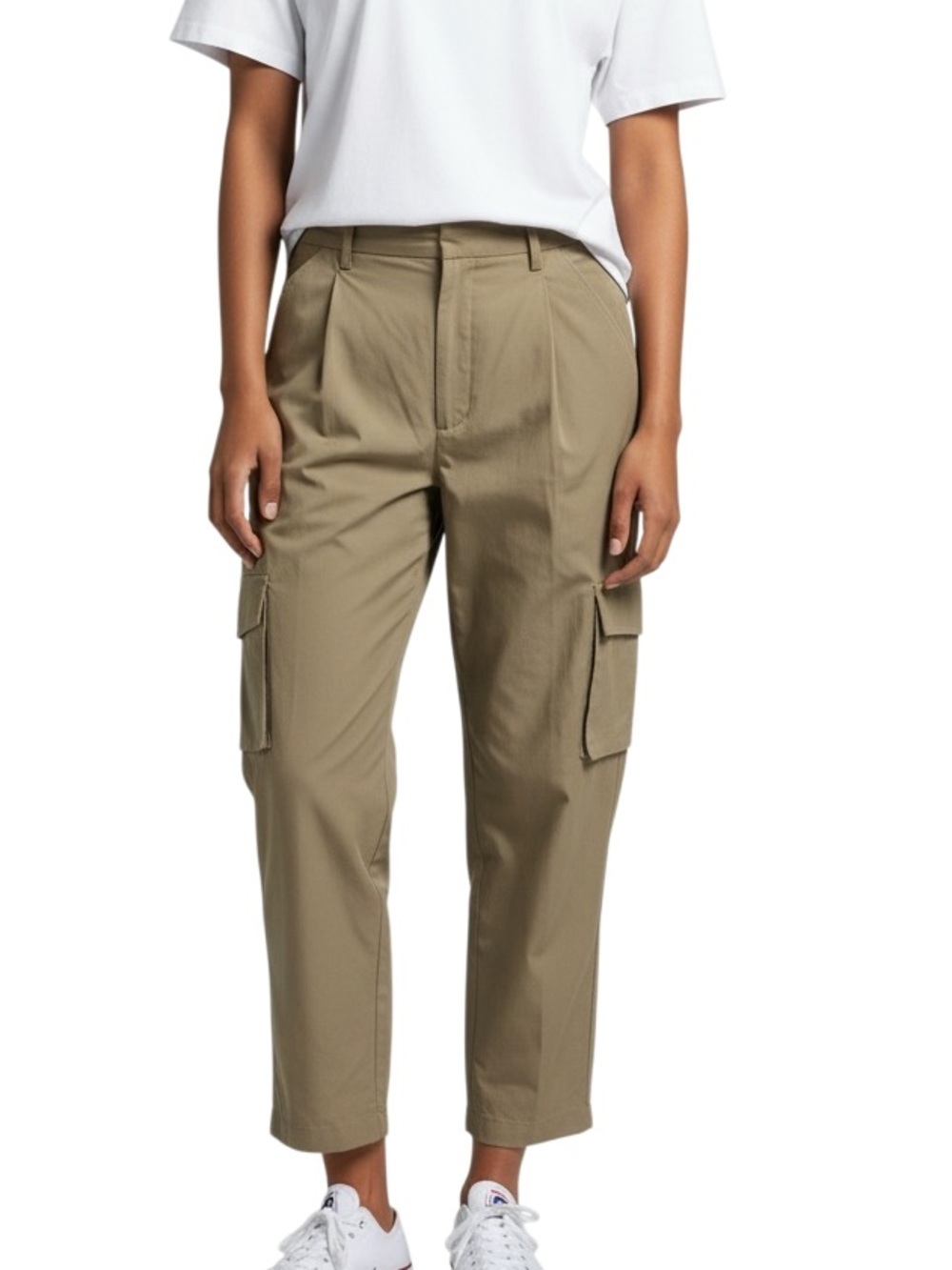 Zara Cargo Cropped Pants Khaki